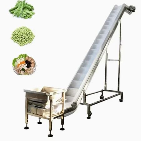 Food Grade Inclined Feeder Conveyor for Vegetable Bean Conveying Material Feeding Conveyor Food Lifting Conveyor Production Line