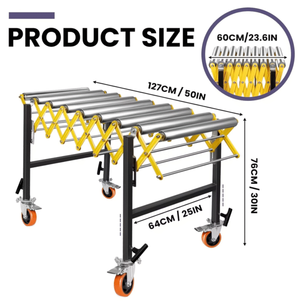 Adjustable Roller Conveyors with Wheels Expandable Conveyors Stainless Steel Roller Conveyor Belt for Warehouse Factory – Image 3