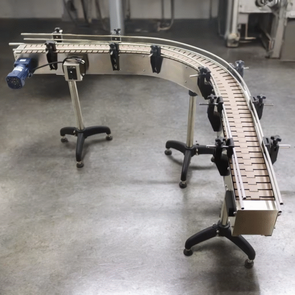 Plastic Stainless Steel Curved Chain Conveyor System for Food Beverage and Packaging Line Curved Slat Conveyors - Image 4