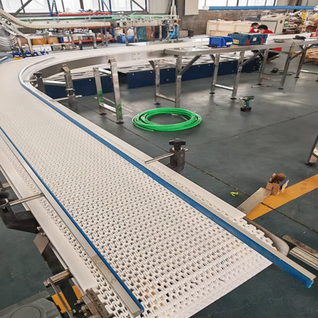 90° Turning Plastic Modular Belt Conveyor Modular Belt Conveyor for Food and Beverage Industry Modular Belt Conveyor System