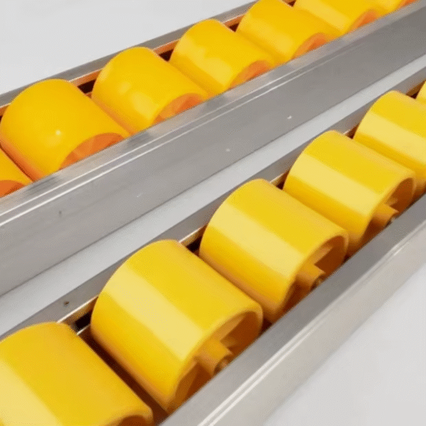 Yellow Gravity Roller Track with Pitch 33mm for Scroll Bar Device Conveyor Parts for E-Commerce Storage System - Image 5