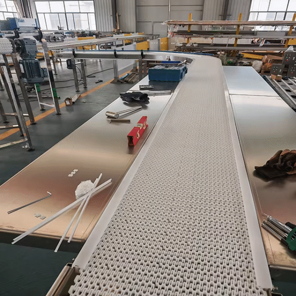 90° Turning Plastic Modular Belt Conveyor Modular Belt Conveyor for Food and Beverage Industry Modular Belt Conveyor System - Image 7