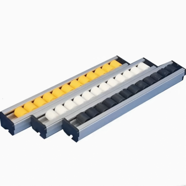Yellow Gravity Roller Track with Pitch 33mm for Scroll Bar Device Conveyor Parts for E-Commerce Storage System - Image 3