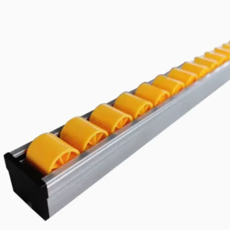 Yellow Gravity Roller Track with Pitch 33mm for Scroll Bar Device Conveyor Parts for E-Commerce Storage System