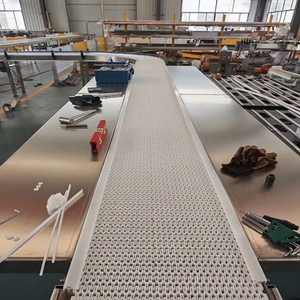 90° Turning Plastic Modular Belt Conveyor Modular Belt Conveyor for Food and Beverage Industry Modular Belt Conveyor System - Image 5