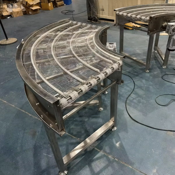 90 Degree Curve Conveyor Belt Stainless Steel Wire Mesh Belt Conveyor Customized Cooling Drying Conveyors for Food Industry – Image 6
