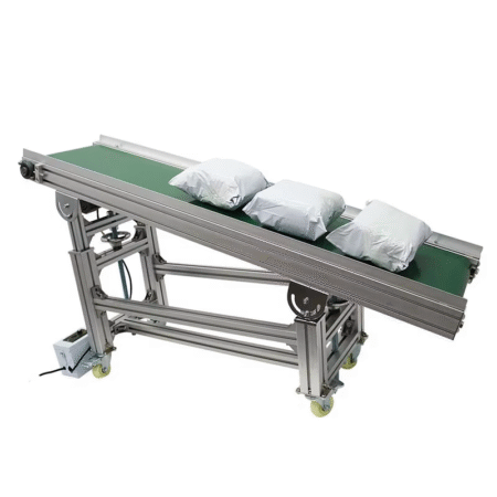 PVC Inclined Conveyor Belt System for Industrial Transport Aluminum Profile Conveyor with Casters Inclined Conveyors
