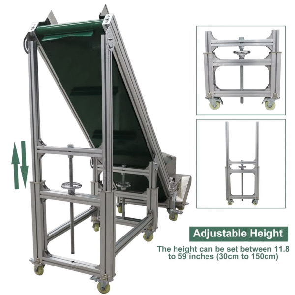 Climbing Belt Conveyor Electric PVC Belt Conveyor Adjustable Height Speed Aluminum Alloy Frames Conveyor Systems with Baffles – Image 4