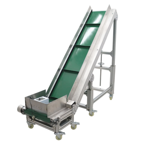 Climbing Belt Conveyor Electric PVC Belt Conveyor Adjustable Height Speed Aluminum Alloy Frames Conveyor Systems with Baffles