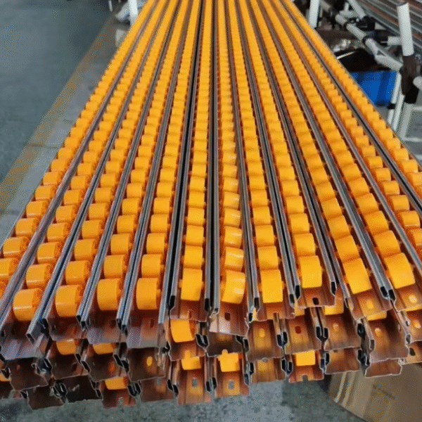 Yellow Gravity Roller Track with Pitch 33mm for Scroll Bar Device Conveyor Parts for E-Commerce Storage System - Image 6