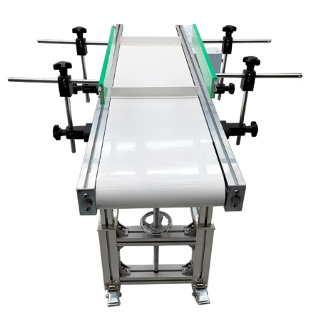 White PVC Belt Conveyors Double Fence Conveyor for Packaging Machine Industrial Conveyor System for Cosmetics Food Factories
