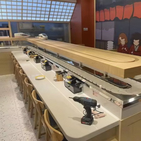 Customized Sushi Conveyor Belt System Rotating Small Hot Pot Conveyor Automatic Conveyor Machine for Sushi Turning Equipment