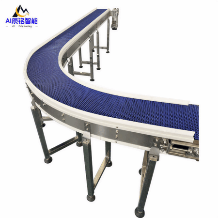 7100 Modular Belt Curve Conveyor 90 Degree Turning Plastic Mesh Belt Conveyor Food Grade Stainless Steel Conveying Machine