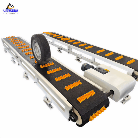 Custom Plastic Modular Belt Conveyor With Cleats, Inclined Tire Transport Modular Conveyor for Automotive Assembly Line
