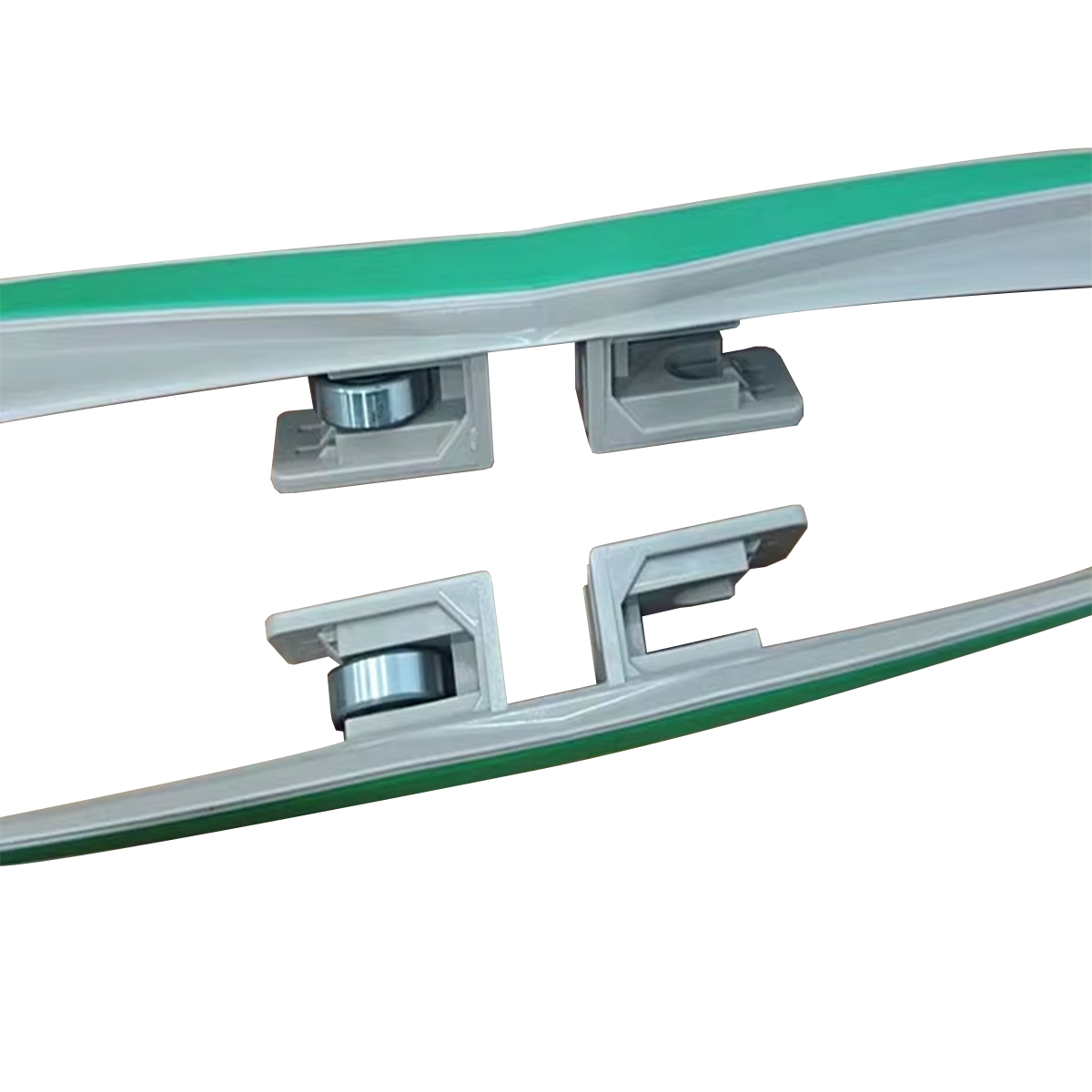 1873TX Seamless Side Flexing Top Slat Chain with Green Rubber Pad, Plastic Conveyor Slat for Spiral Curve Conveyor — изображение 3