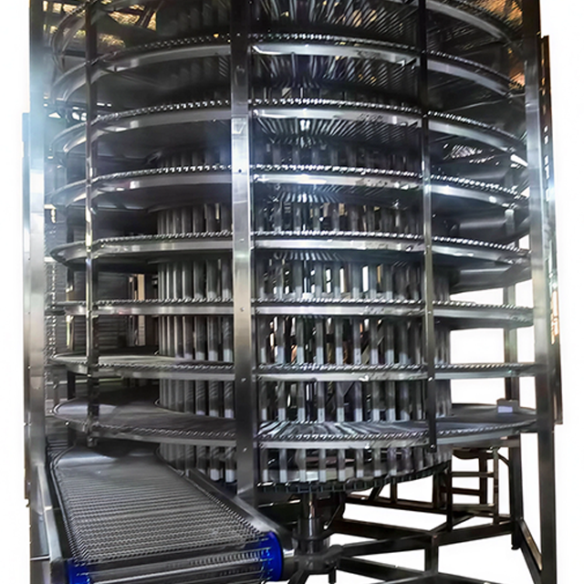Stainless Steel Wire Mesh Belt Spiral Cooling Tower / Bakery Spiral Cooler Vertical Spiral Conveyor for Bread Cake – Image 7
