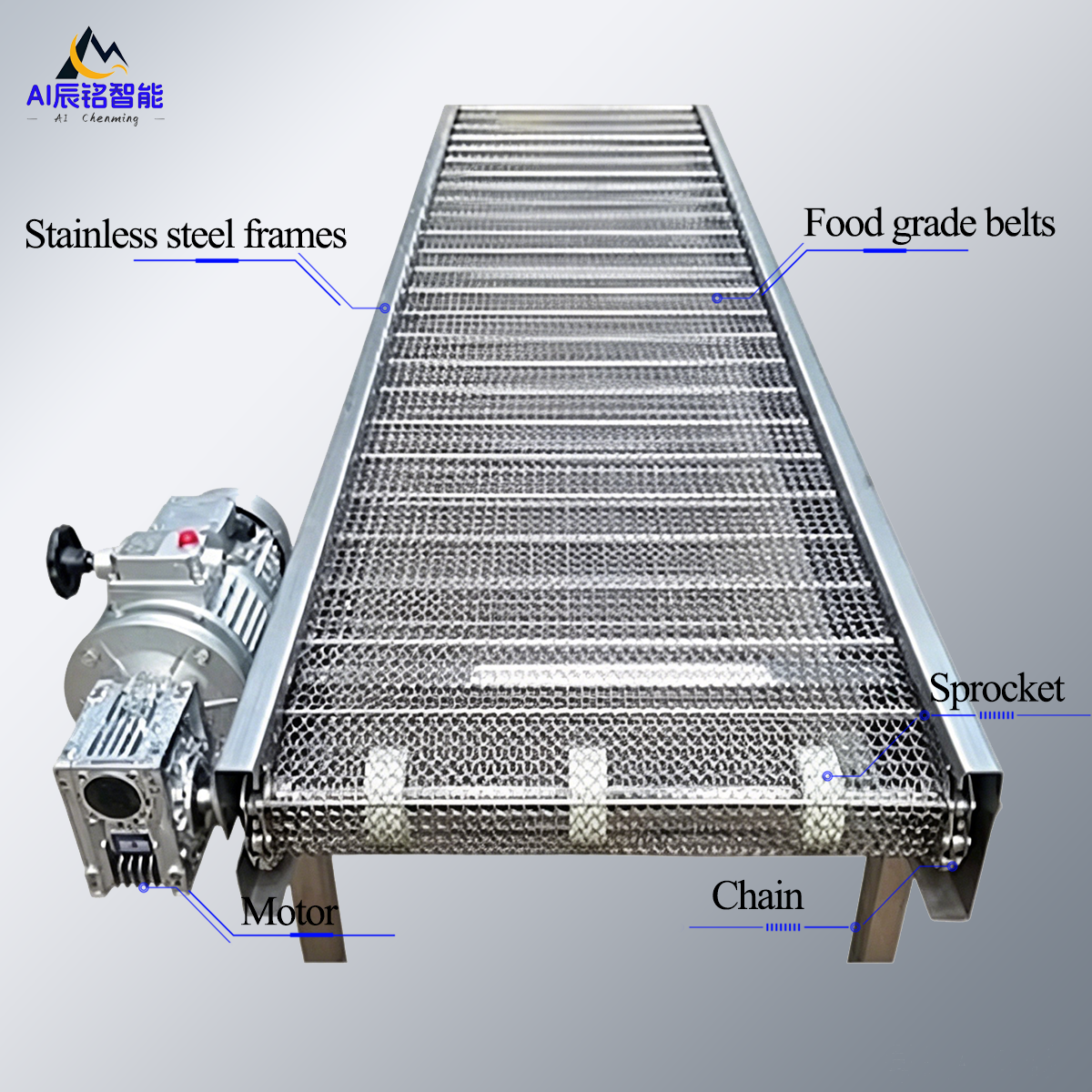 Stainless Steel Mesh Belt Transport Conveyor for Food Processing High Temperature Resistant Wire Mesh Belt Conveyor – Image 3