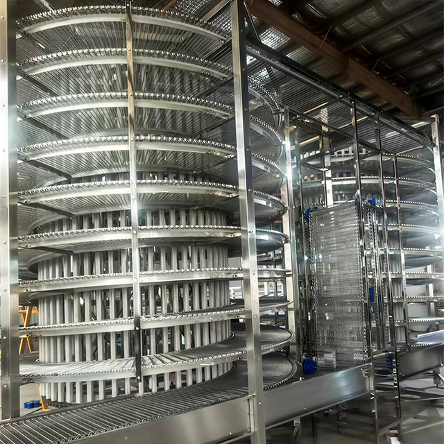 Stainless Steel Wire Mesh Belt Spiral Cooling Tower / Bakery Spiral Cooler Vertical Spiral Conveyor for Bread Cake – Image 6
