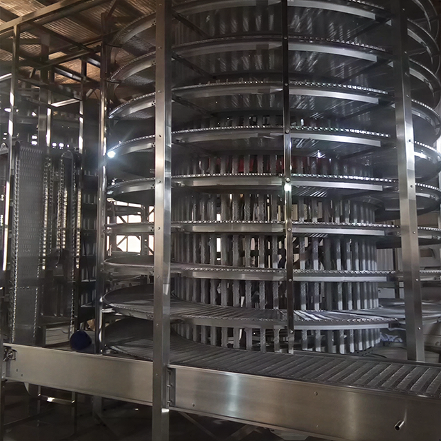 Stainless Steel Wire Mesh Belt Spiral Cooling Tower / Bakery Spiral Cooler Vertical Spiral Conveyor for Bread Cake – Image 4
