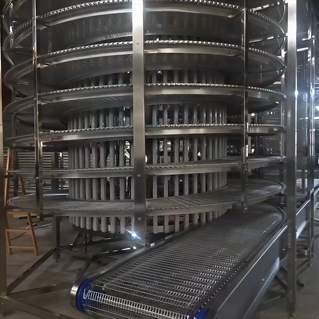Stainless Steel Wire Mesh Belt Spiral Cooling Tower / Bakery Spiral Cooler Vertical Spiral Conveyor for Bread Cake – Image 3